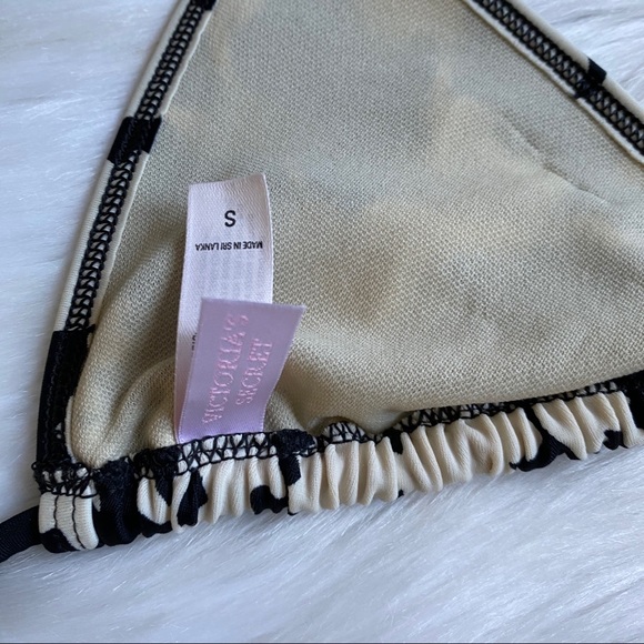 VS Retro Floral Black Cream Triangle Bikini Top S - Picture 6 of 10